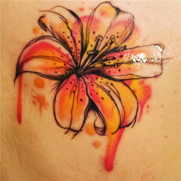 Watercolor lily :3 Done by Dierdre Deth at Excalibur tattoo