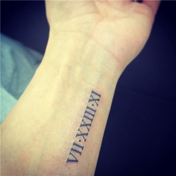 Wedding date Roman numeral arm tattoo ❤ VII.XXIII.XI ❤ Roman