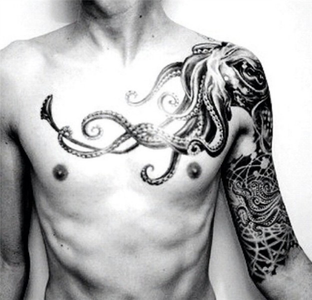 White shoulder and octopus tattoo on arm - TattooMagz