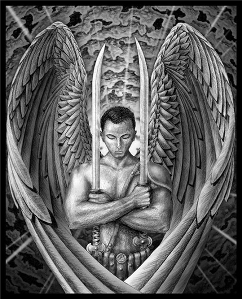 Winged angel holding swords tattoo design - Tattoos Book - 6