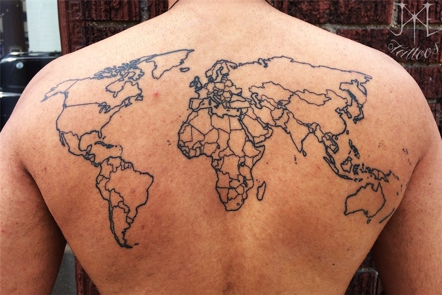 World Map Outline Tattoo