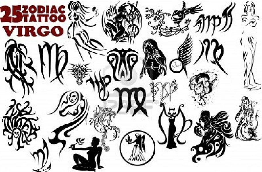 Zodiac virgo sign with flowers tattoo designs