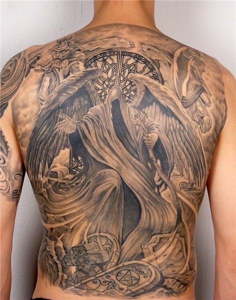 angel tattoo Reaper tattoo, Grim reaper tattoo, Angle tattoo