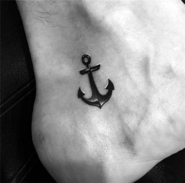 another version of an anchor tattoo, in black with white det