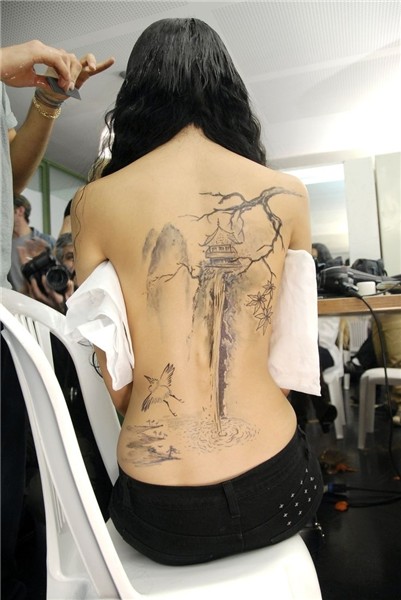 #backpiece #blackandwhite #asianart #tattoos Waterfall tatto