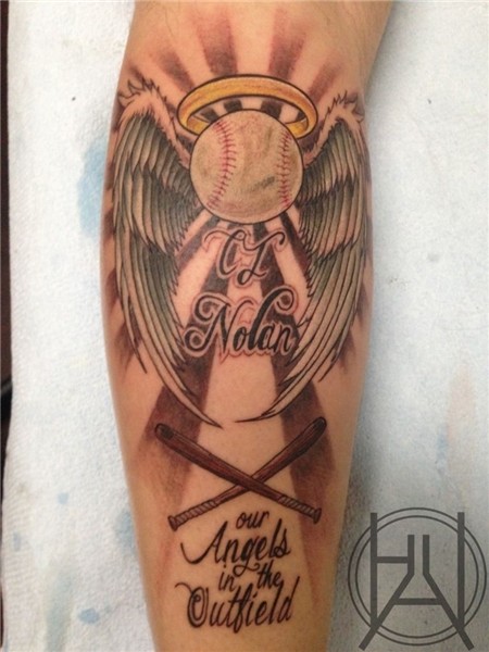 bhalltattoo:memorial-baseball-angels-wings-halo-lettering-co