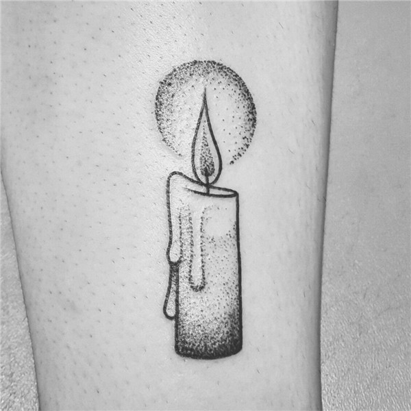 black illustration stipple candle tattoo by Carrie Metz-Capo