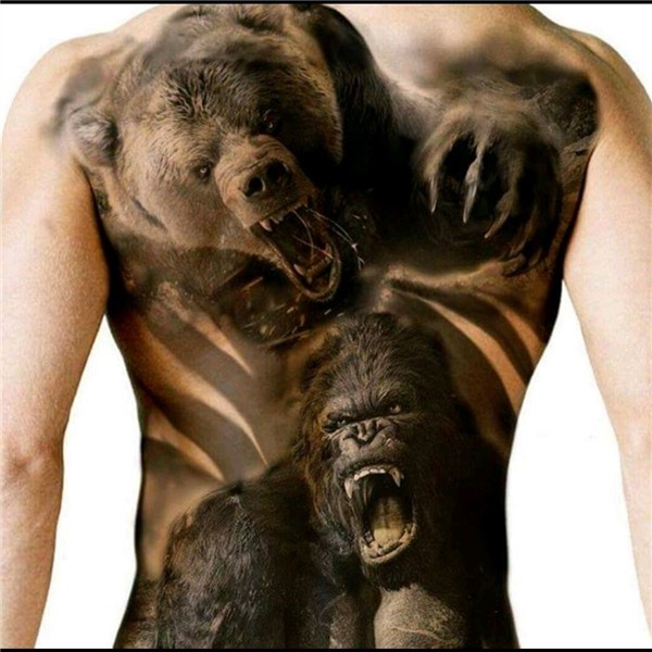 #blackwork #bear #gorilla Gorilla tattoo, Bear tattoos, Anim