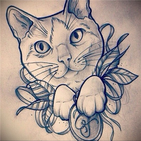 cat tattoo sketches 03.12.2019 № 007 -cat tattoo- tattoovalu