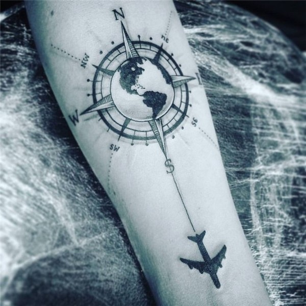 compass tattoo-earth globe Airplane #Uncategorized Tatuagem