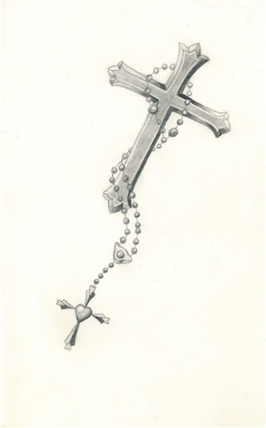 cross with rosary Rosary tattoo, Rosary bead tattoo, Body ar
