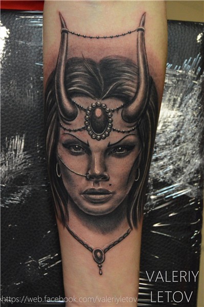 demon girl tattoo by ValeriyLetov Girl tattoos, Girl face ta