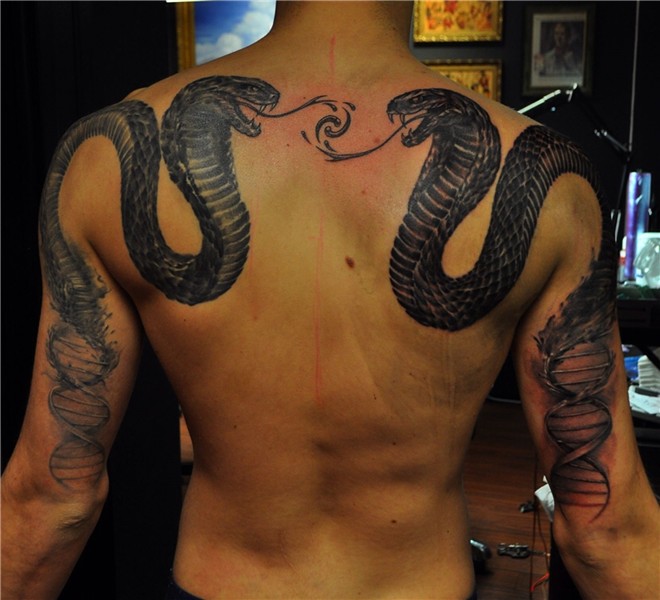 dna snakes finished by strangeris on @DeviantArt Dna tattoo,