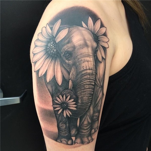 #elephant #flowers #tattoo #tattoos #ink #blackandgrey #impe