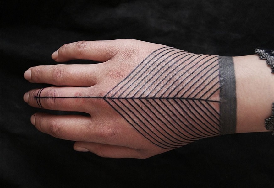 feather Symmetrical tattoo, Hand tattoos, Line tattoos