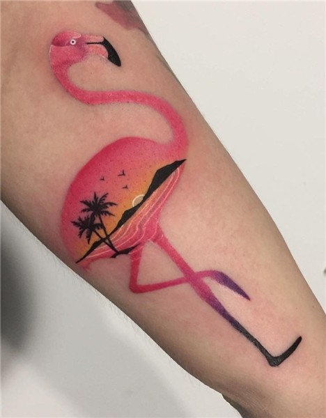 flamingo double exposure tattoo © tattoo artist Daria Stahp