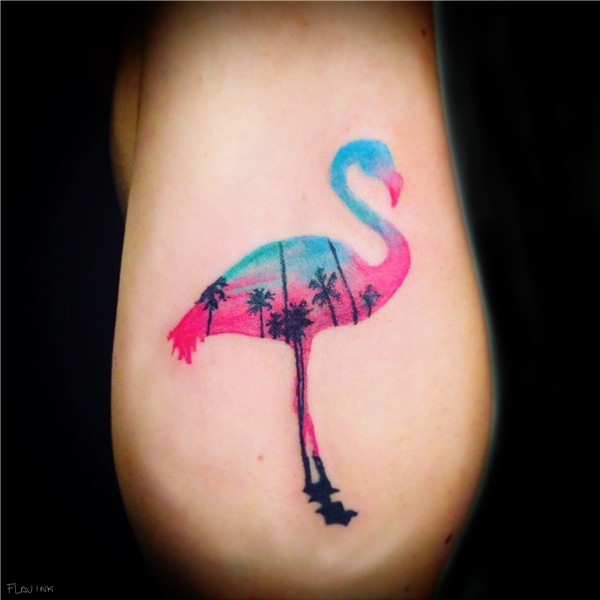flamingo tattoo, pink flamingo, no outline tattoo, flamingo,