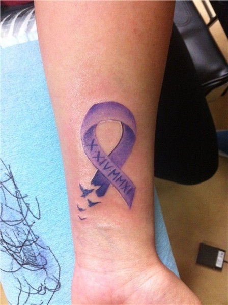 fuckyeahtinytattoos Cancer ribbon tattoos, Purple ribbon tat