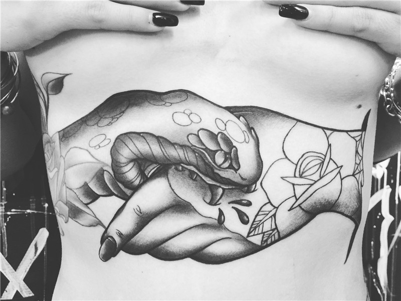 girl stomach tattoo don't trust no one. Girl stomach tattoos