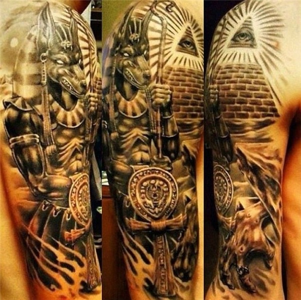 half sleeve tattoo of Egypt themed attributes - Tattooimages