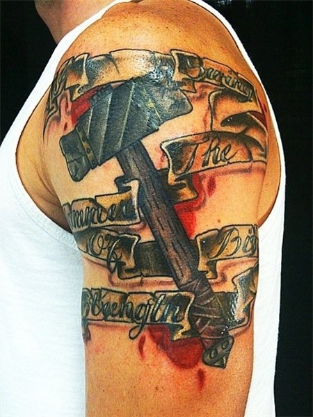 hammer & banner tattoo Tattoo by Nate Johnson Southside Ta.