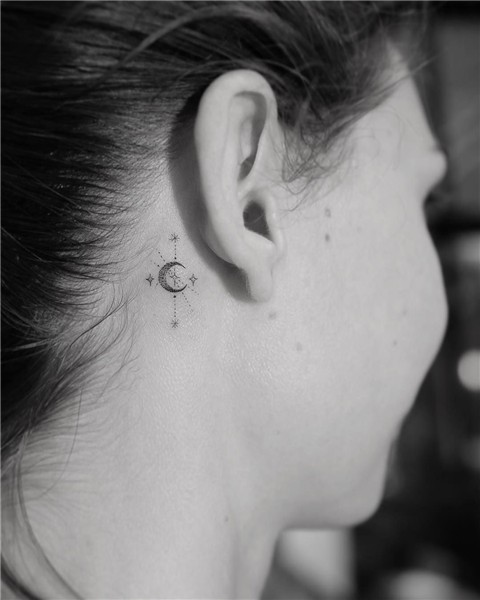 ✨ 🌙 ✨ #hideawayatsuitex #slimneedle Behind ear tattoos, Behi