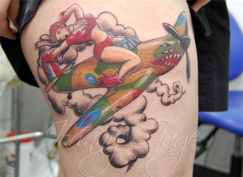 hurricane fighter pin up tattoo Tattooed by Johnny at; The.