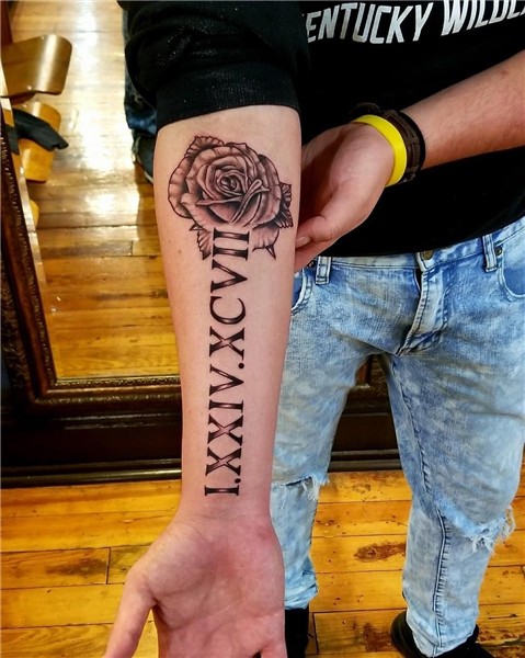 inkbystilez Roman numeral tattoo arm, Small forearm tattoos,