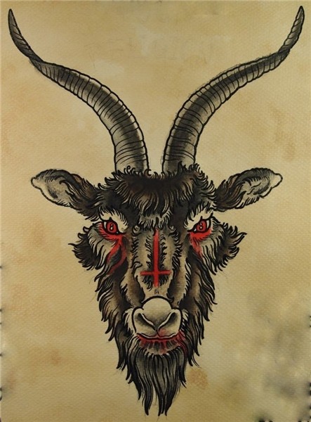 inverted cross/goats head Spooky tattoos, Art tattoo, Satani