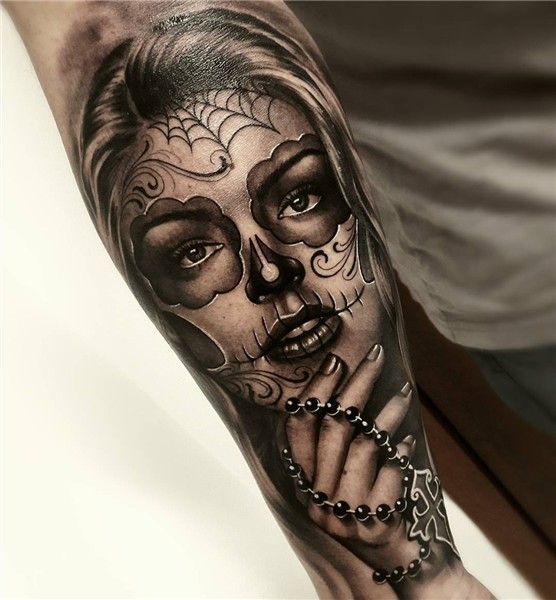 jaw-dropping Day of the Dead tattoo © tattoo artist Samurai