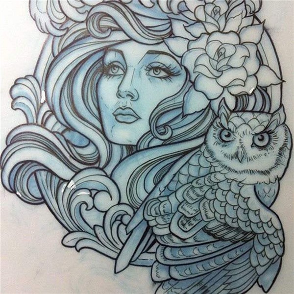 lady and owl Done by Teniele Sadd. Athena tattoo, Body art t