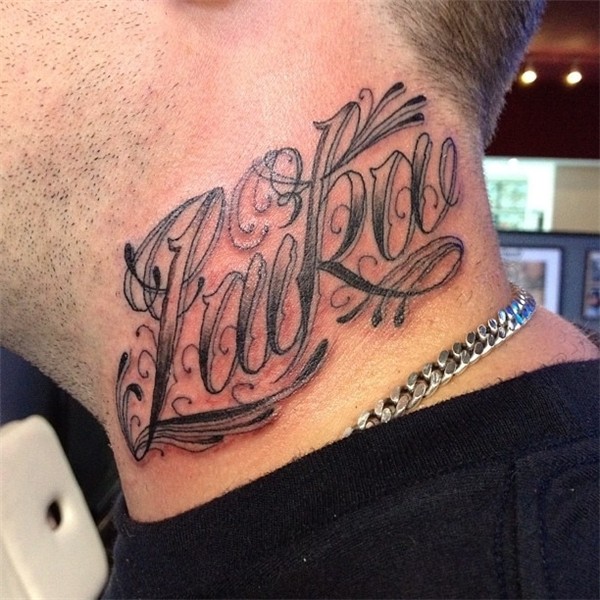 laika... thugged out neck scrizzle #tattoo #script #tattoo.