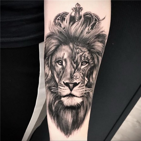 lion tattoo with crown 08.12.2019 № 017 -tattoo crown- tatto