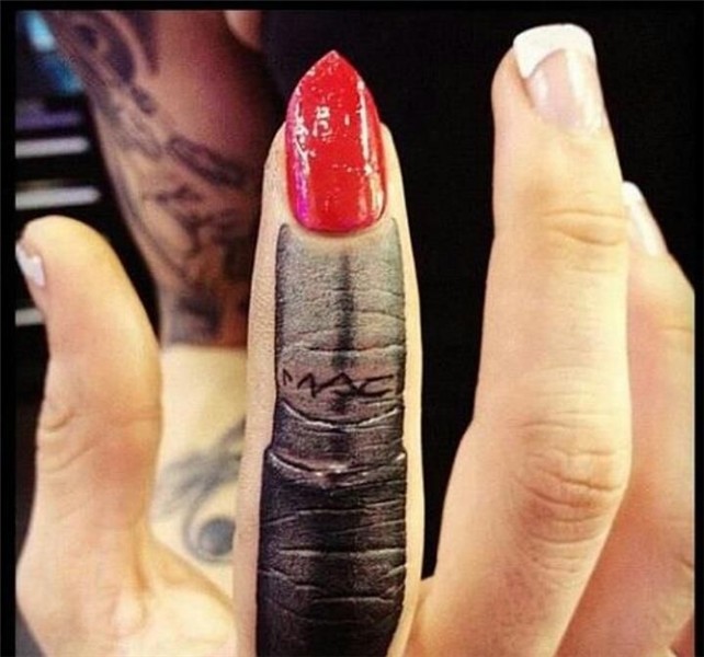 #mac #lipstick #tattoo Clever tattoos, Tiny finger tattoos,