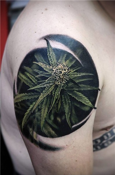 marijuana leaf tattoo 30.09.2019 № 035 -hemp (MARIJUANA) tat