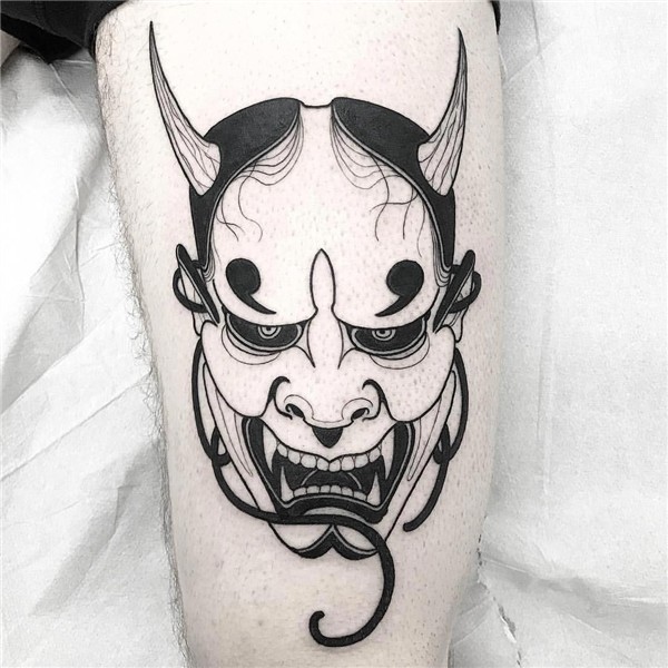 minimalist space tattoo #Minimalisttattoos Hannya mask tatto