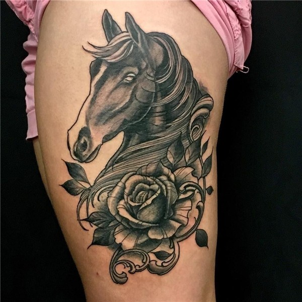#neotraditional #horse #tattoo #tatouage #neotrad #blackandg