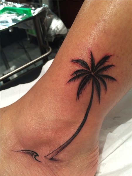 palm tree tattoo tatouage wave vague tattoo cocotier by #Kev