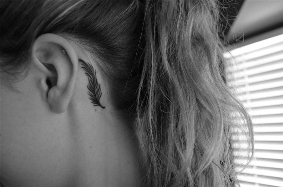 placement Tasteful tattoos, Feather tattoo behind ear, Feath