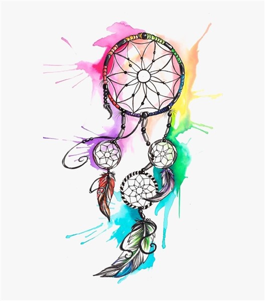 #rainbow #dreamcatcher - Dream Catcher Tattoo Design , Free