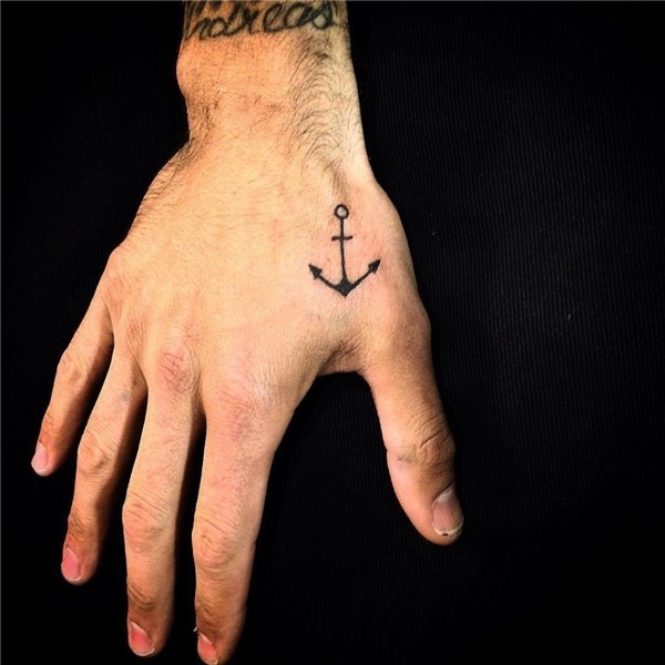 small anchor tattoo on hand for men #tattoosmensarms Hand ta