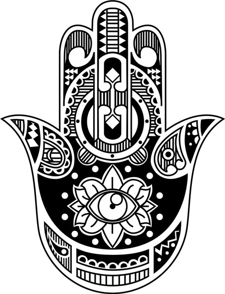 stencil Hamsa tattoo design, Hamsa hand art, Hand illustrati