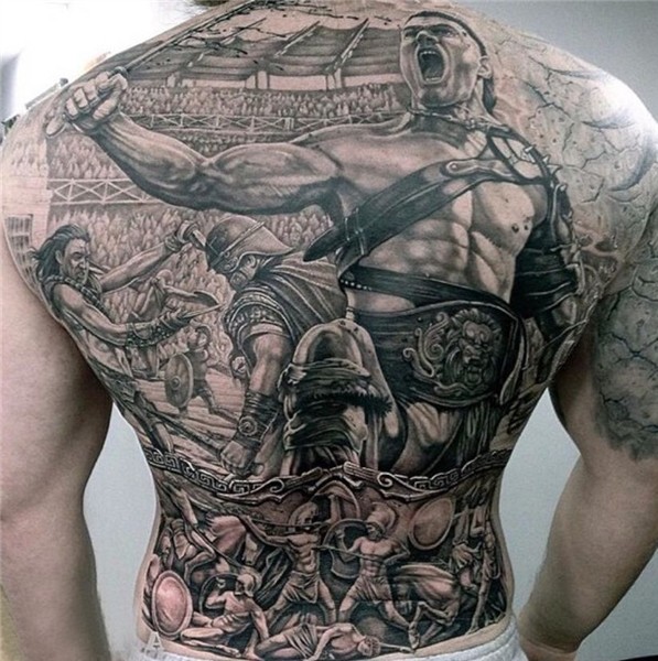 #tattoo Gladiator tattoo, Full back tattoos, Warrior tattoos