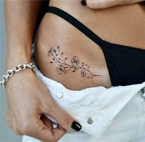 tattoo, flower tattoo and pelvic bone tattoo - image #640513
