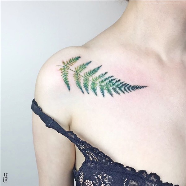 #tattoo #leaftattoo #watercolortattoo Fern tattoo, Green tat