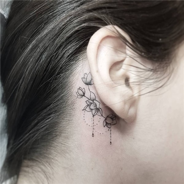 🌸 #tattoolovers Behind ear tattoos, Back ear tattoo, Behind