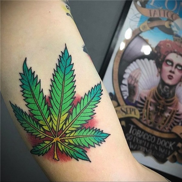 tattoo on the arm of marijuana 30.09.2019 № 016 -hemp (MARIJ