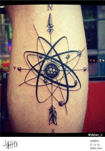 tatuaje átomo electrones sistema solar planetas 3D Atom tatt