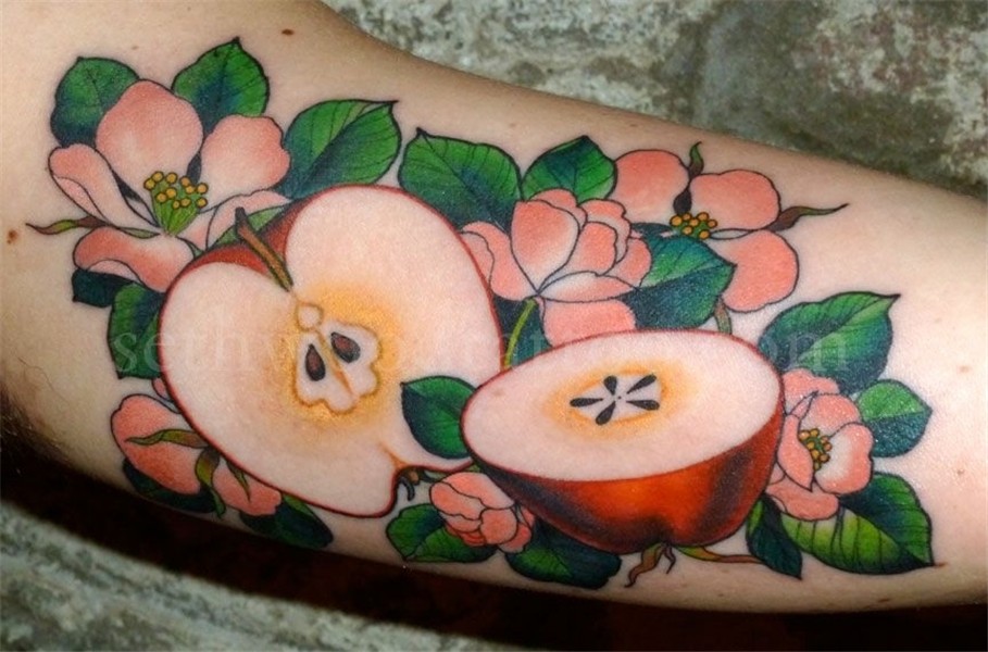 this is beautiful Apple tattoo, Food tattoos, Apple blossom