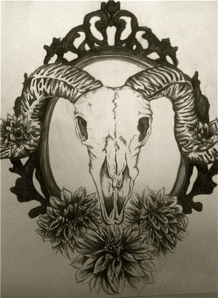 traditional goat skull tattoo - Google Search Framed tattoo,